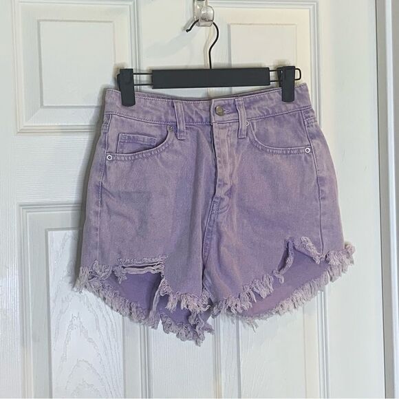 Wild Fable Highest Rise Purple Distressed Shorts Size 0 - Picture 3 of 10
